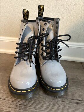 Dr. Martens Patent Leather Zinc Gray Boots US Sz 5 UK Sz 3 EU 36
